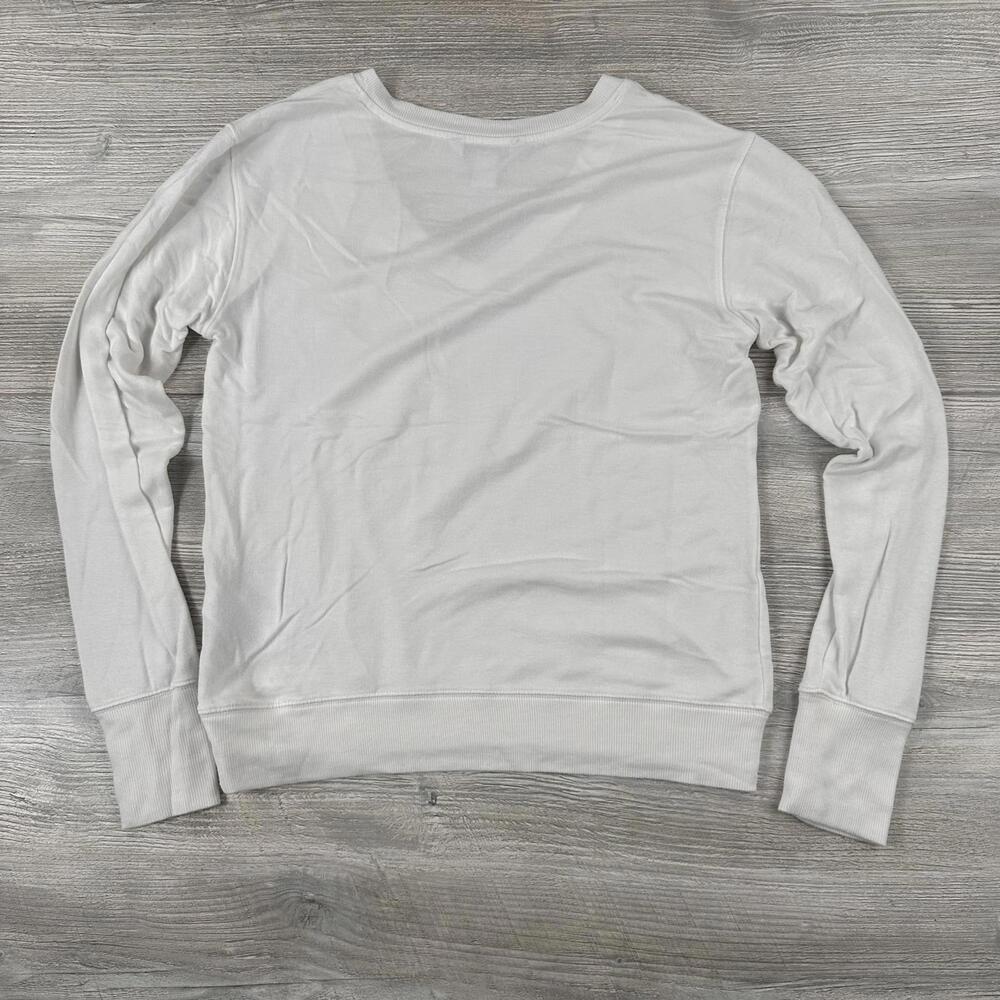Athleta Sweater Womens XS White Sunrise Vneck Modal Thumbholes Jog Run Walk Base - Picture 7 of 7